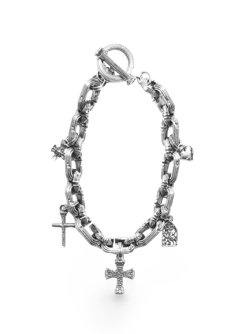 10mm Column-Link Charm Bracelet
