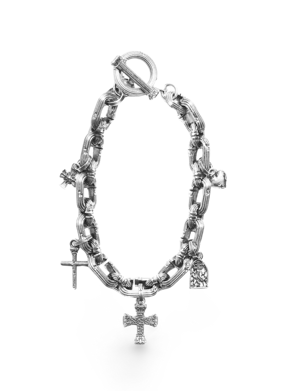 10mm Column-Link Charm Bracelet