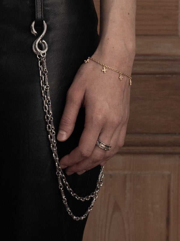 Tiny Crucifix Bracelet, 5 Motifs, 18K gold