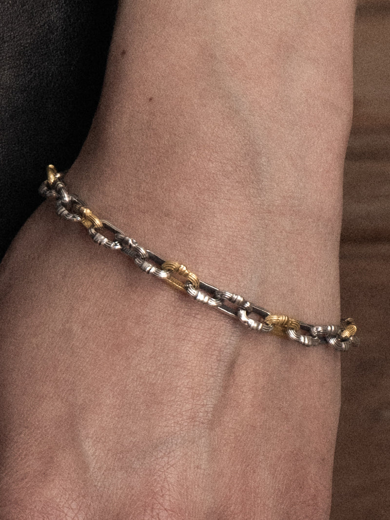 5mm Column-Link Bracelet, two-tone