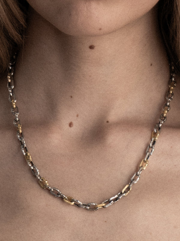 5mm Column-Link Necklace, two-tone