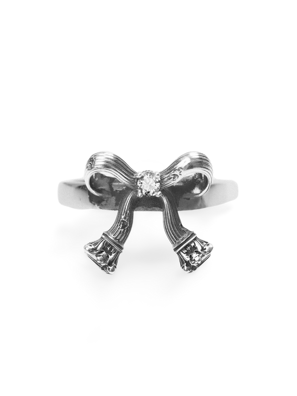 Corinthian Bow Icon Ring, Natural Diamond
