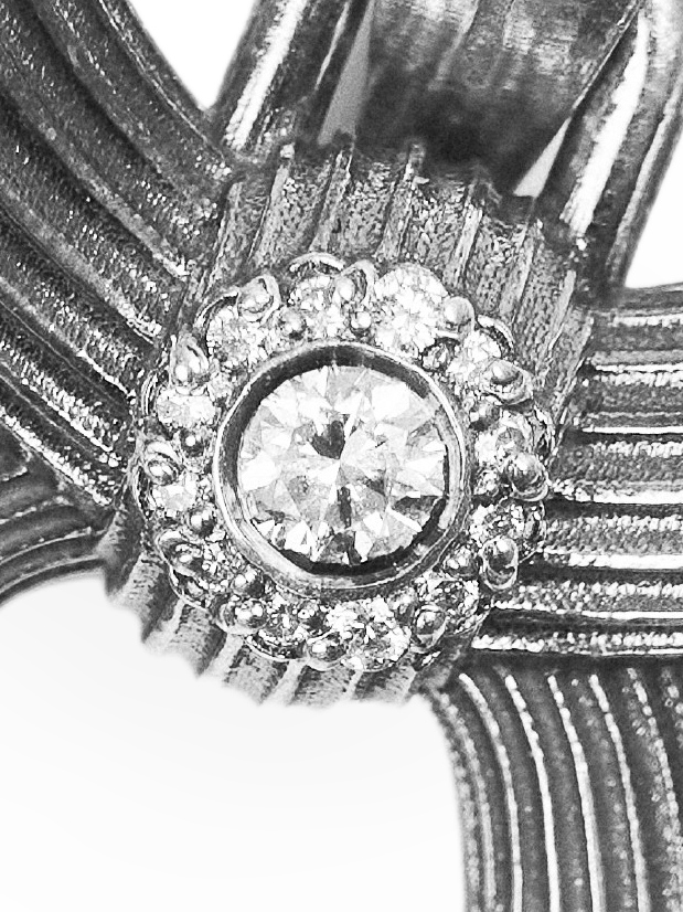 Corinthian Bow Pendant, Natural Diamond