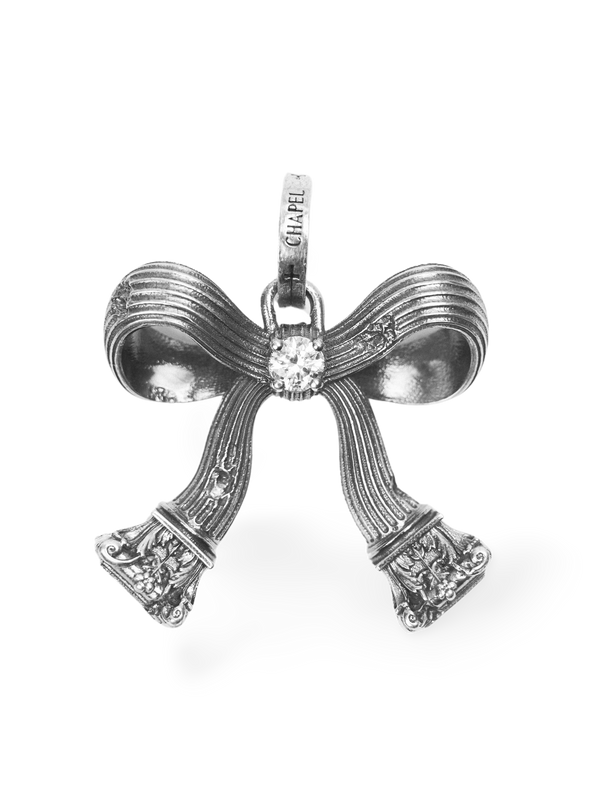 Corinthian Bow Pendant, Natural Diamond