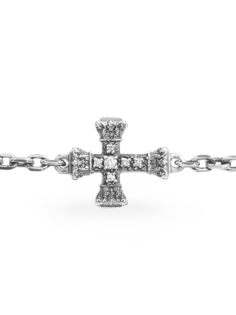 Floral Cross Icon Bracelet, Natural Diamonds
