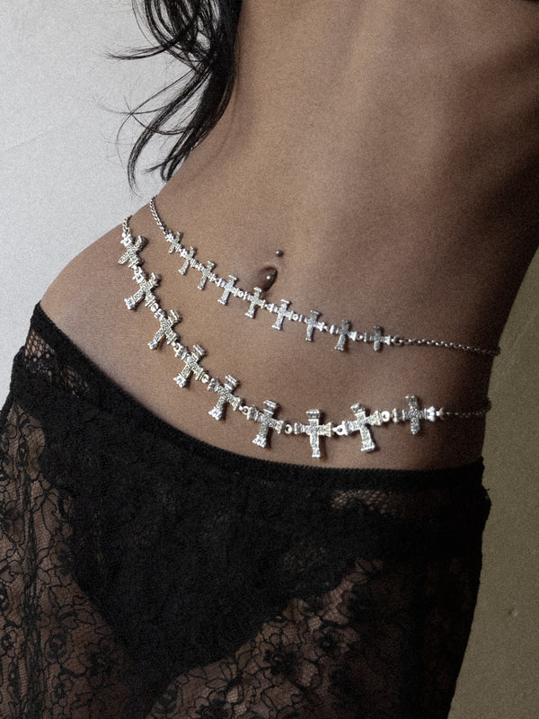 Floral Cross Waist Chain, Large Crosses