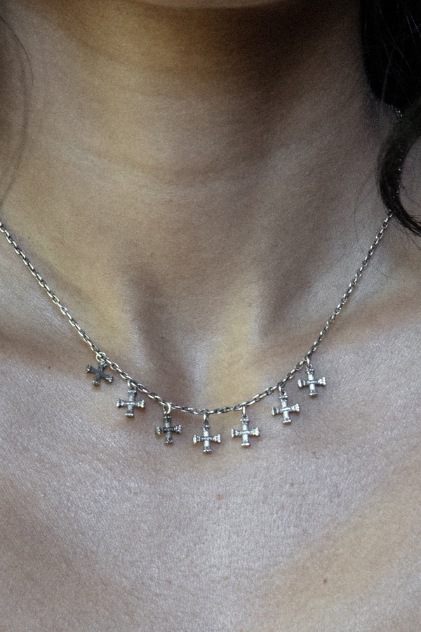 Tiny Crucifix Necklace, 7 Motifs