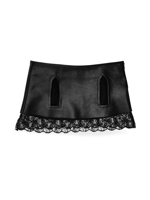 Reliquary Leather and Lace Skirt