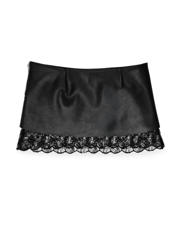 Reliquary Leather and Lace Skirt
