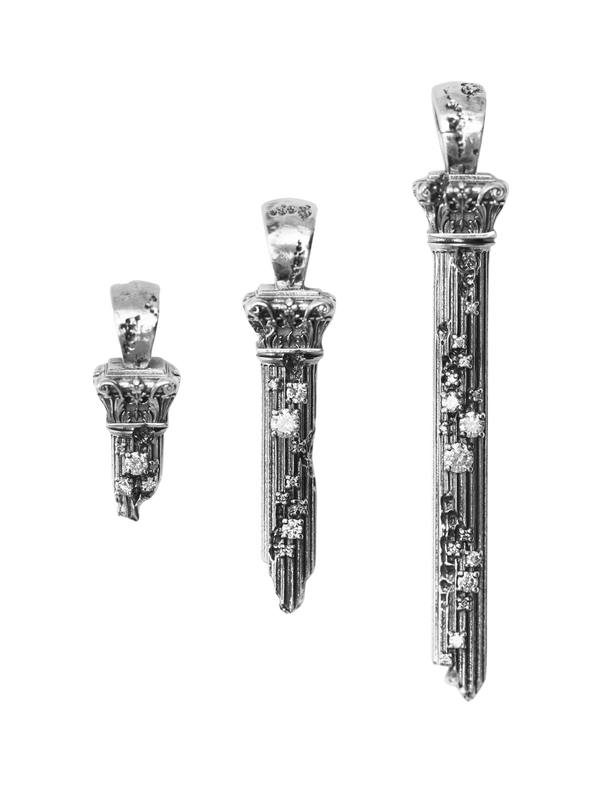 Solo Column Pendant, Natural Diamonds