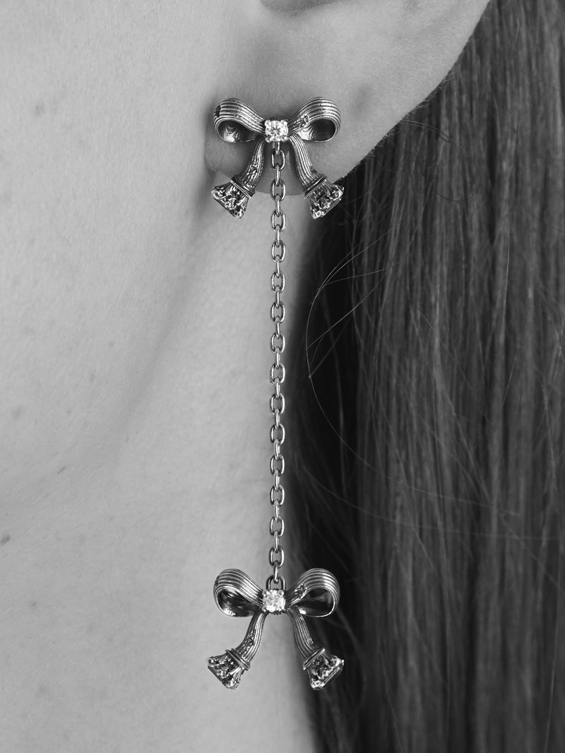 Corinthian Bow Drop Earring, Natural Diamonds