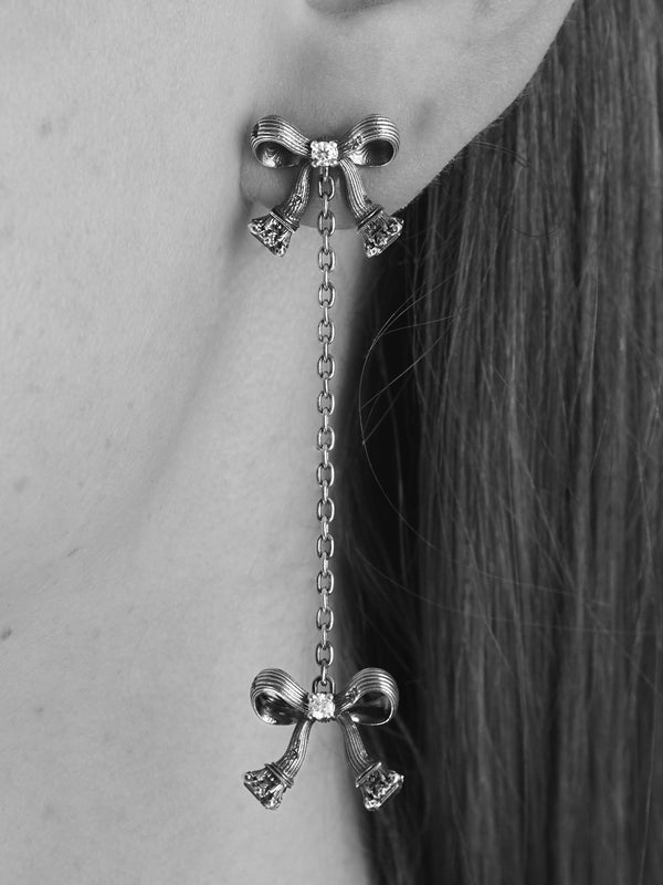 Corinthian Bow Drop Earring, Natural Diamonds