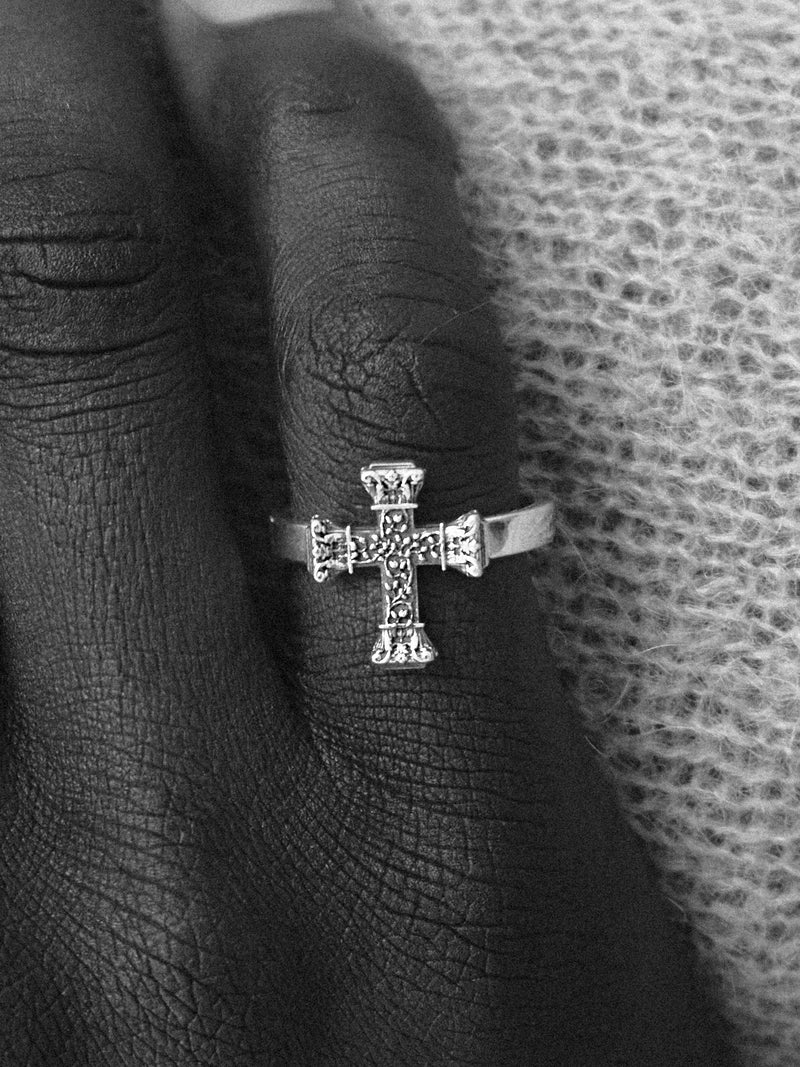 Floral Cross Icon Ring