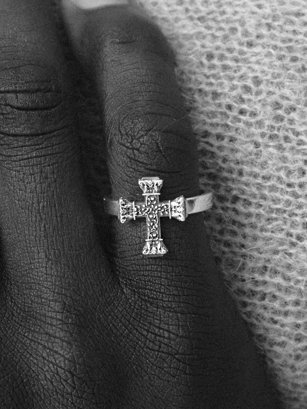 Floral Cross Icon Ring