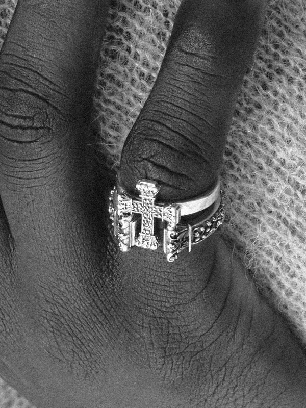 Floral Cross Icon Ring