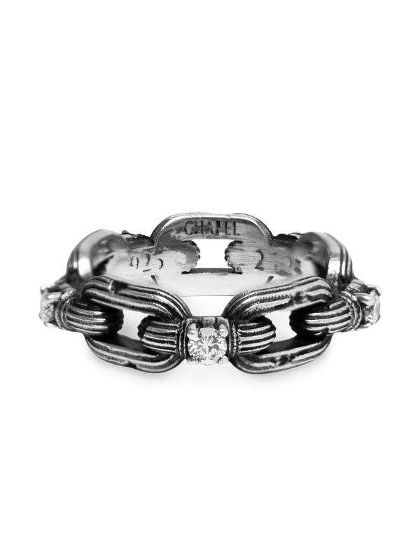 Column-Link Ring, Natural Diamonds
