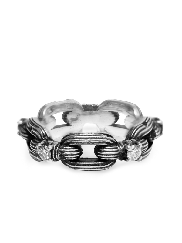 Column-Link Ring, Natural Diamonds