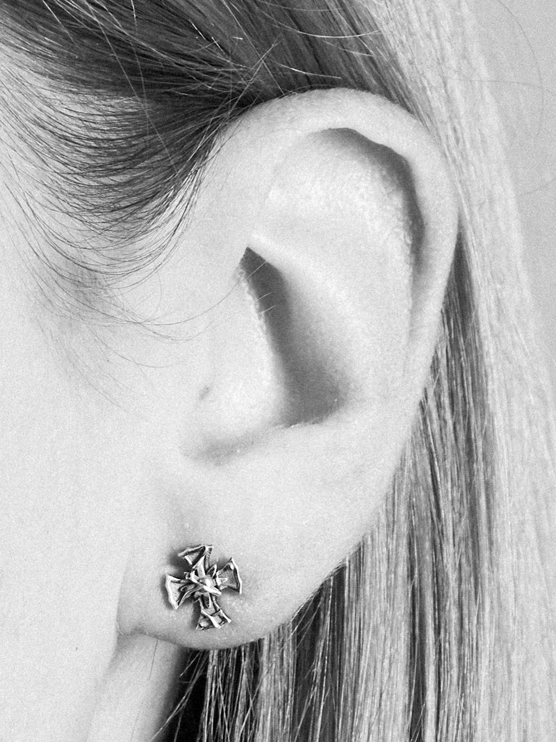 Floral Cross Stud Earring