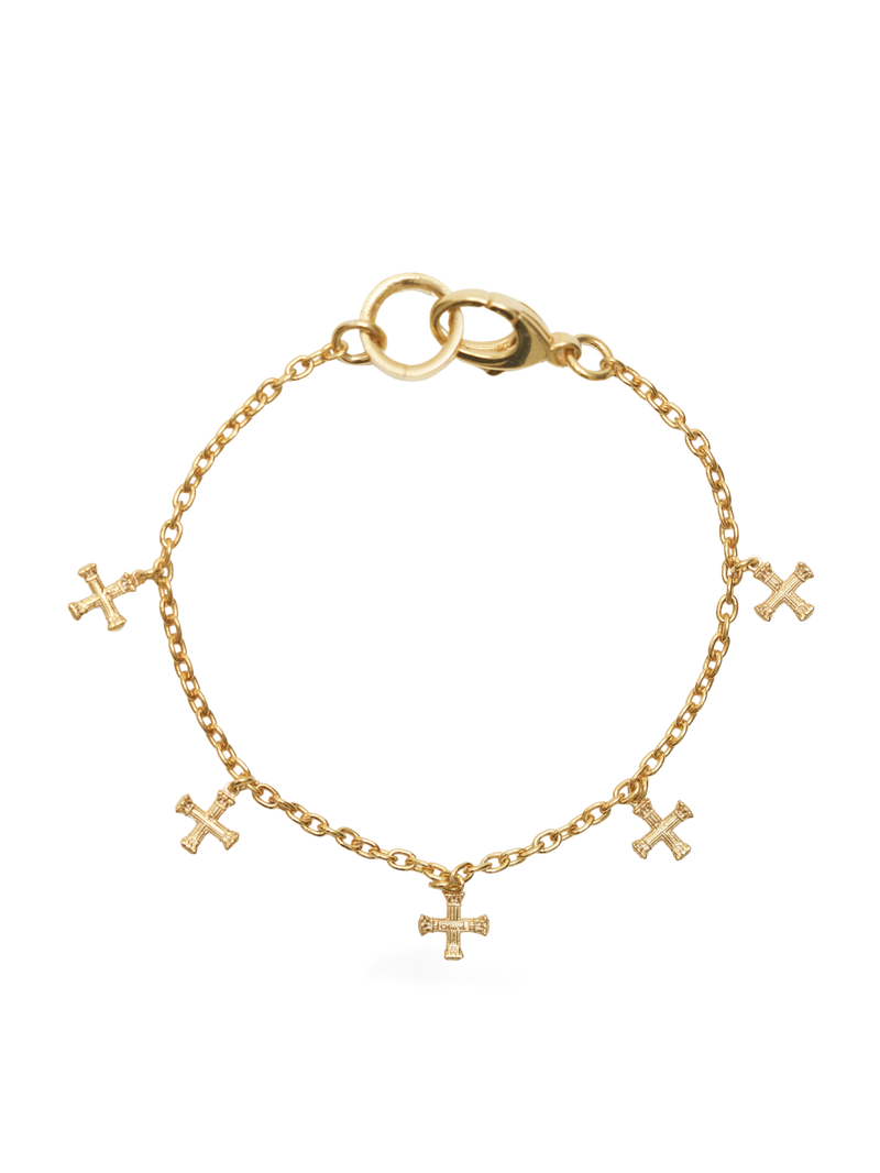 Tiny Crucifix Bracelet, 5 Motifs, 18K gold