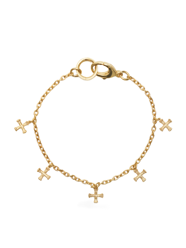 Tiny Crucifix Bracelet, 5 Motifs, 18K gold